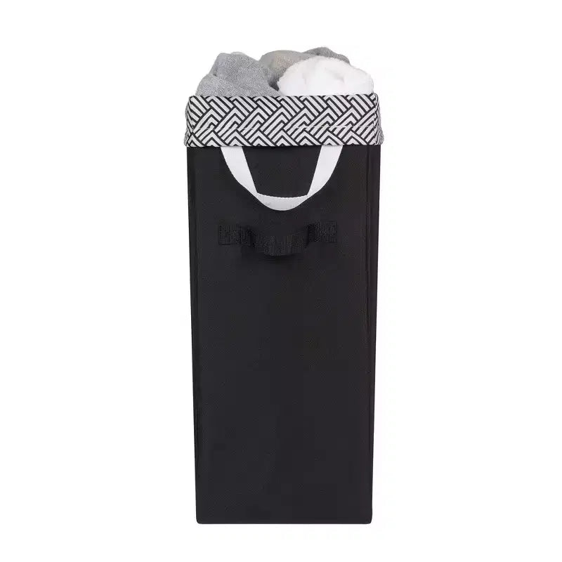 Slim Laundry Hamper with Removable Bag: Narrow Black Clothes Hamper, 70L Capacity, No Assembly Required