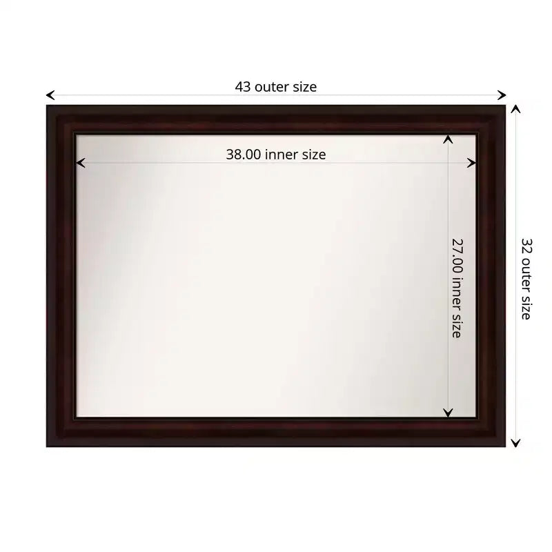 43" x 32" Non-Beveled Wall Mirror Coffee Bean Brown -: Modern Rectangular, Wall Mount
