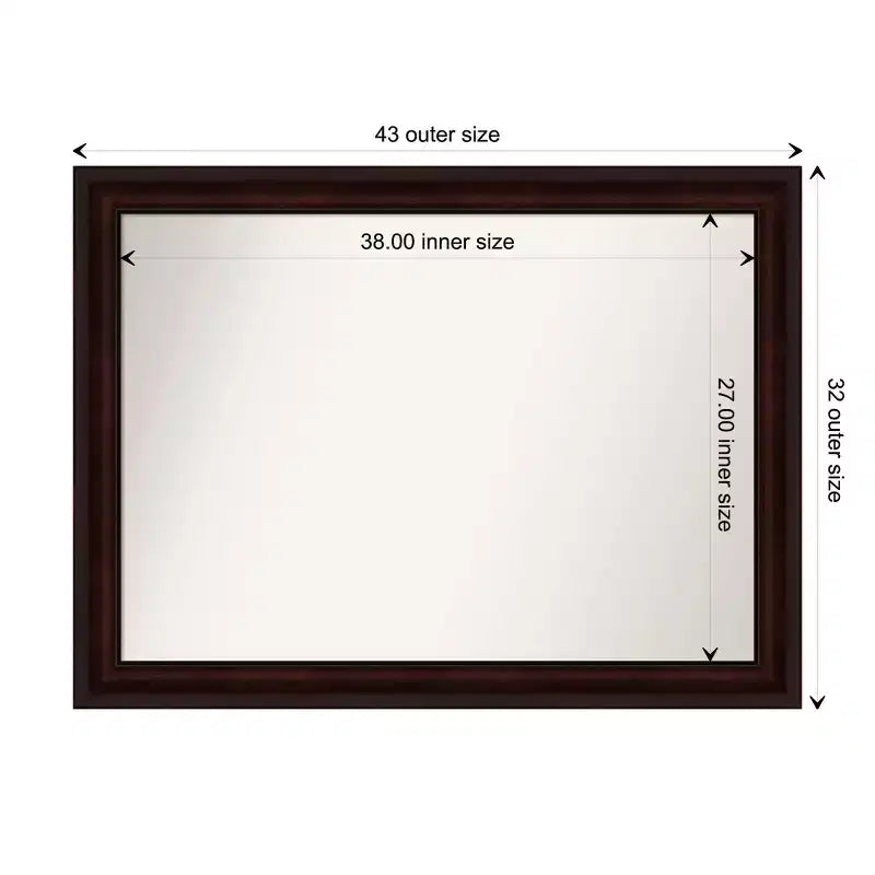 43" x 32" Non-Beveled Wall Mirror Coffee Bean Brown -: Modern Rectangular, Wall Mount