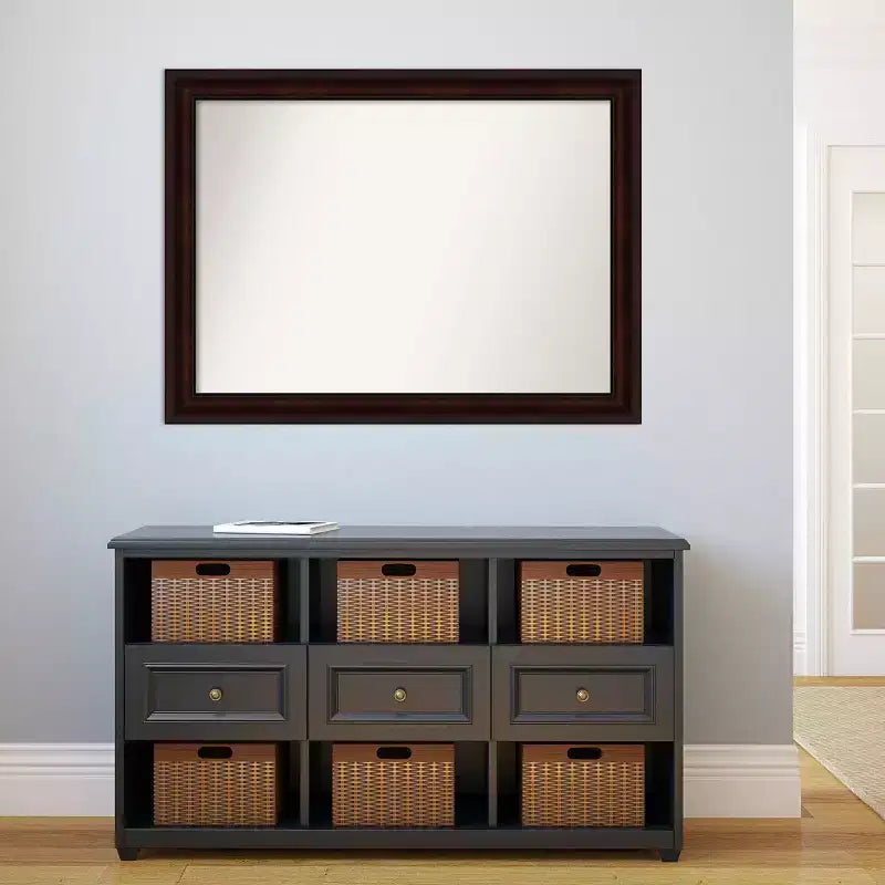 43" x 32" Non-Beveled Wall Mirror Coffee Bean Brown -: Modern Rectangular, Wall Mount