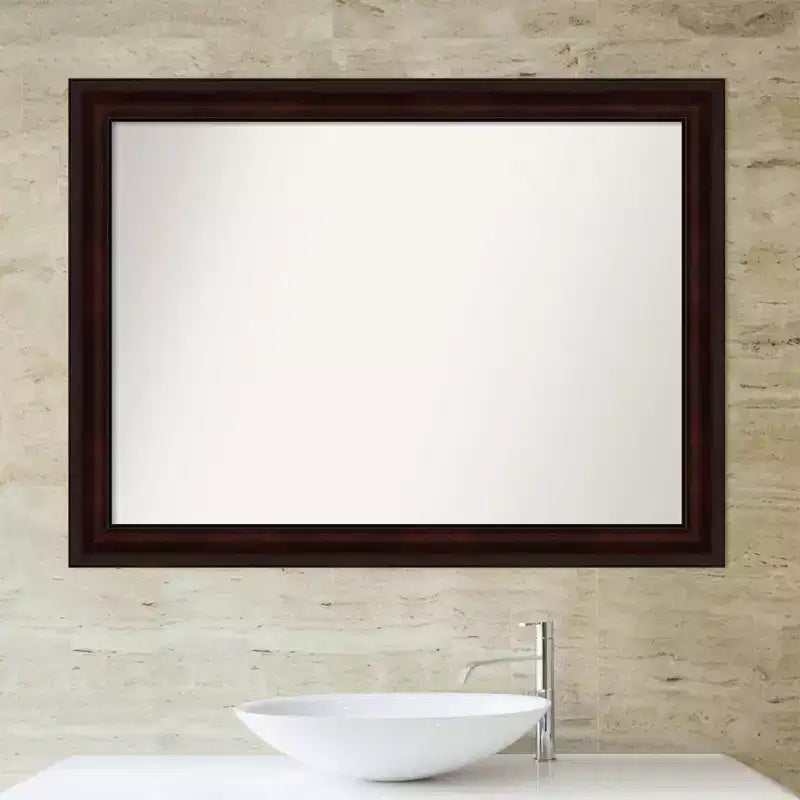 43" x 32" Non-Beveled Wall Mirror Coffee Bean Brown -: Modern Rectangular, Wall Mount