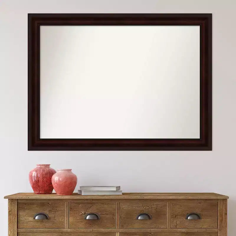 43" x 32" Non-Beveled Wall Mirror Coffee Bean Brown -: Modern Rectangular, Wall Mount