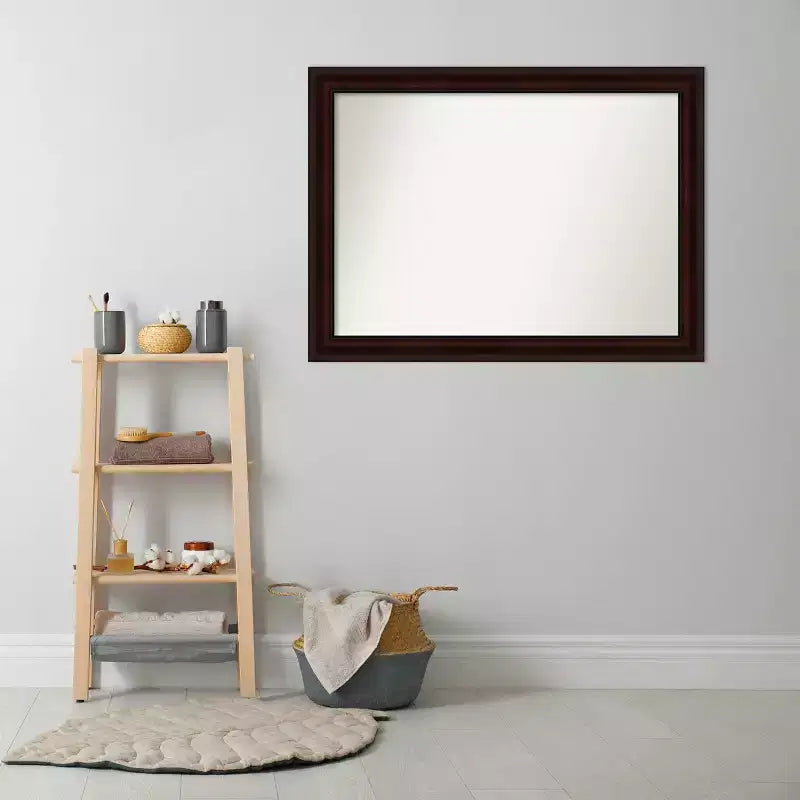 43" x 32" Non-Beveled Wall Mirror Coffee Bean Brown -: Modern Rectangular, Wall Mount