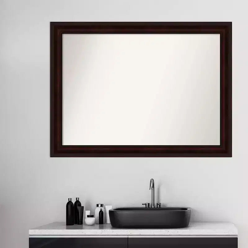 43" x 32" Non-Beveled Wall Mirror Coffee Bean Brown -: Modern Rectangular, Wall Mount
