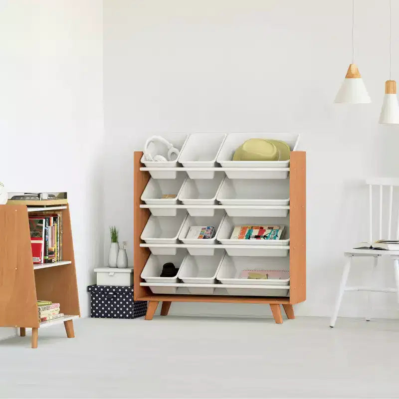 Mid-Century 2 Shelf Kids' Bookcase Wood/White