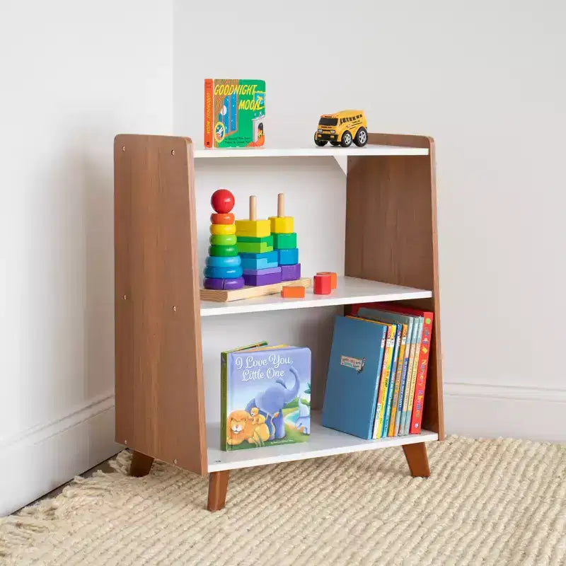 Mid-Century 2 Shelf Kids' Bookcase Wood/White