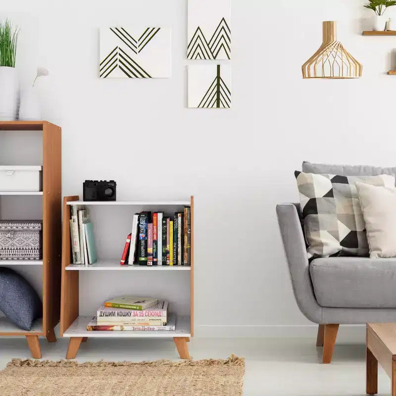 Mid-Century 2 Shelf Kids' Bookcase Wood/White