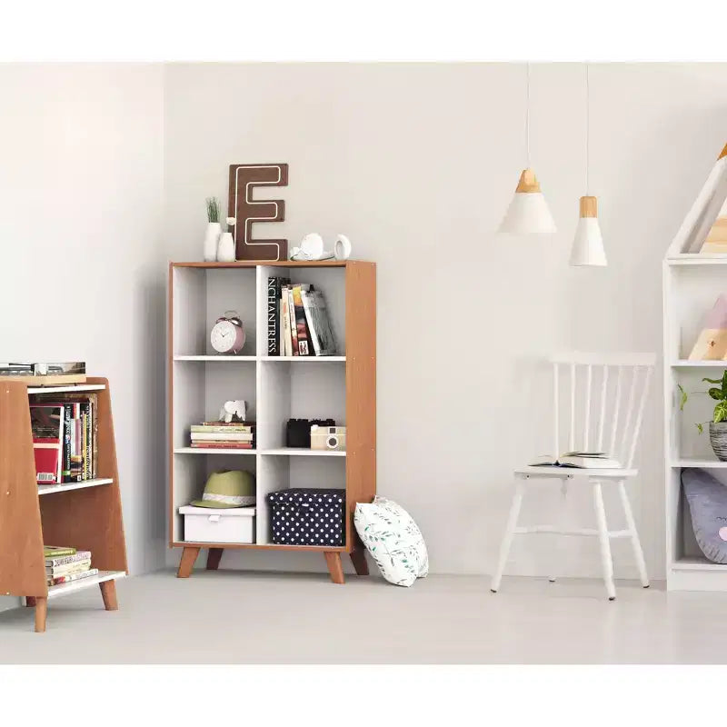 Mid-Century 2 Shelf Kids' Bookcase Wood/White