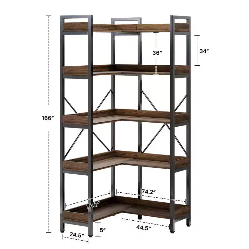 L-Shape 5-Tier Bookshelf