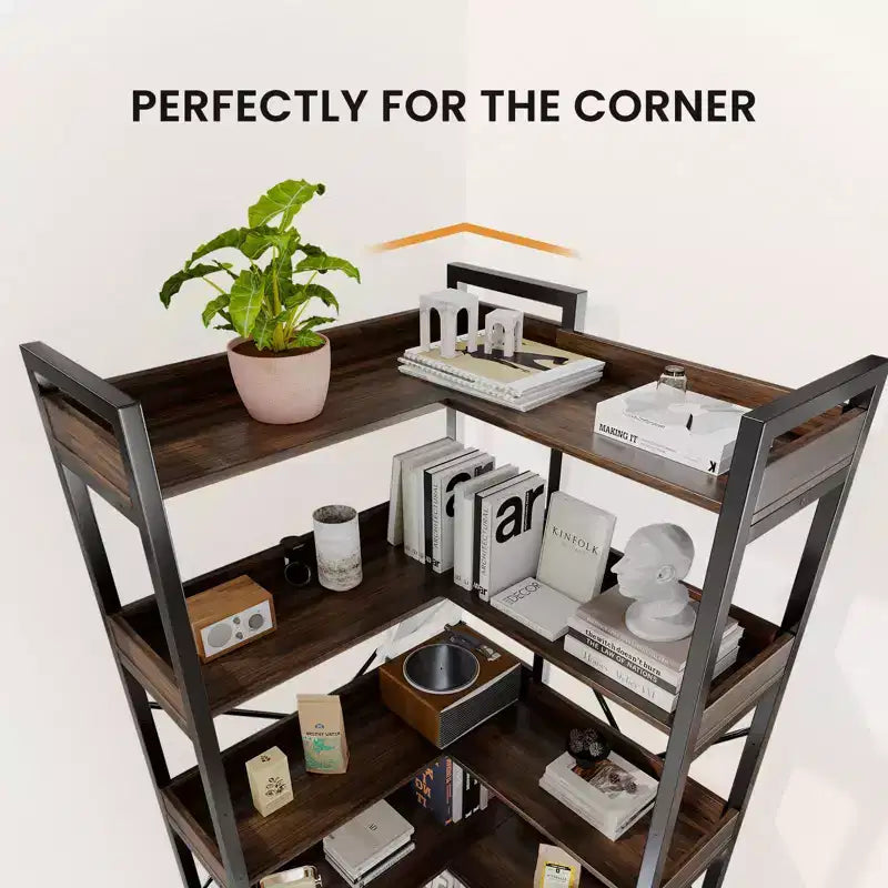 L-Shape 5-Tier Bookshelf