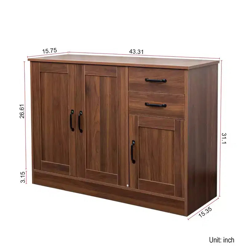 3 Doors Modern Wood Buffet Sideboard, Entryway Serving Storage Cabinet, Dining Room Console