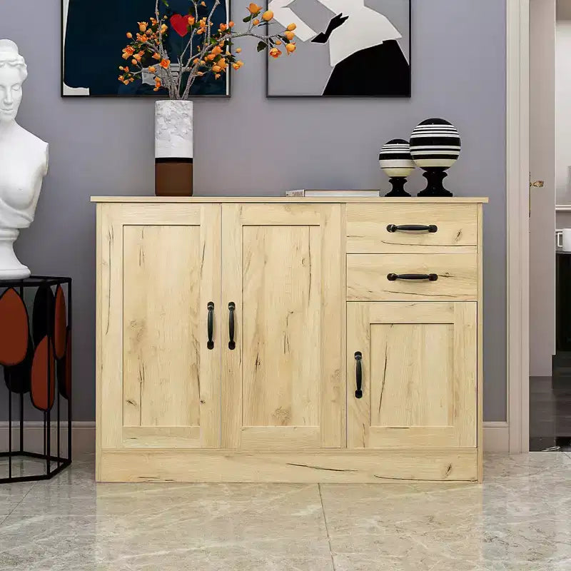 3 Doors Modern Wood Buffet Sideboard, Entryway Serving Storage Cabinet, Dining Room Console
