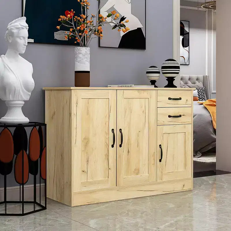 3 Doors Modern Wood Buffet Sideboard, Entryway Serving Storage Cabinet, Dining Room Console