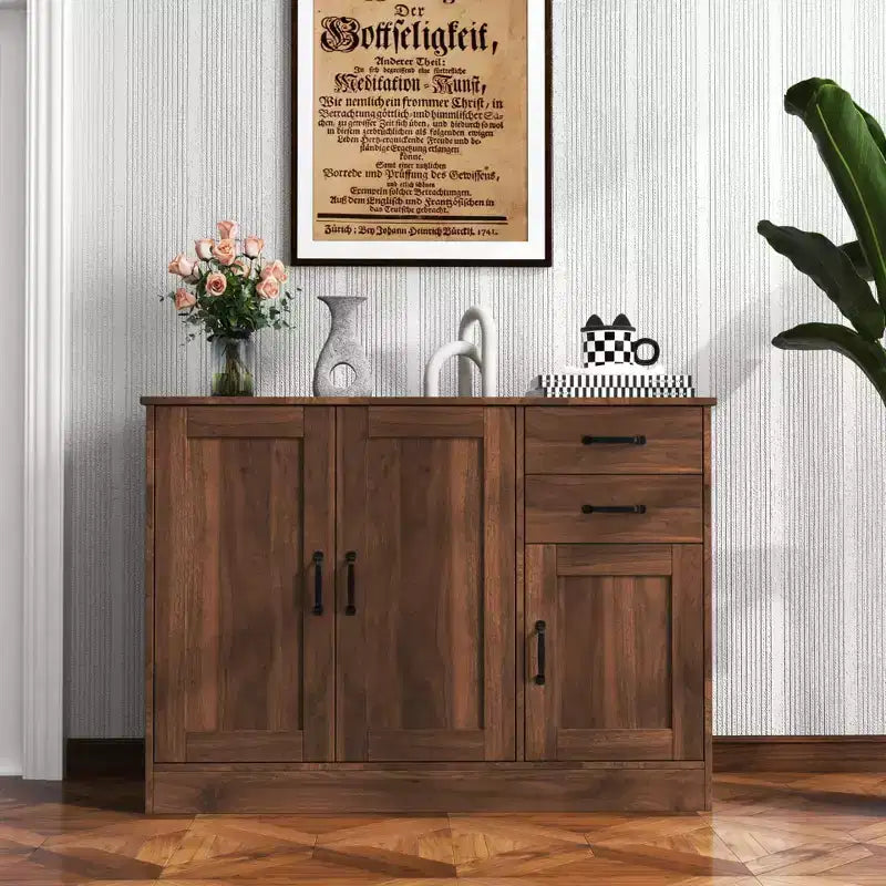 3 Doors Modern Wood Buffet Sideboard, Entryway Serving Storage Cabinet, Dining Room Console