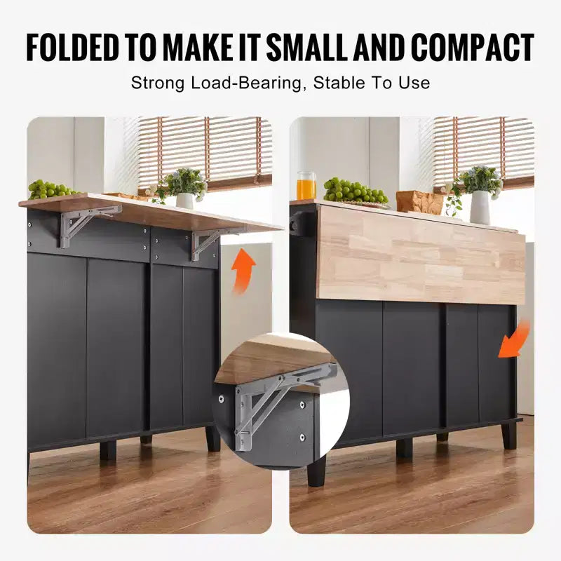 Kitchen Island Cart, 50 Wood Top Breakfast Bar with Trash Cabinet Tilt Out 10 Gallon Storage, Farmhouse Dining Living Room Table