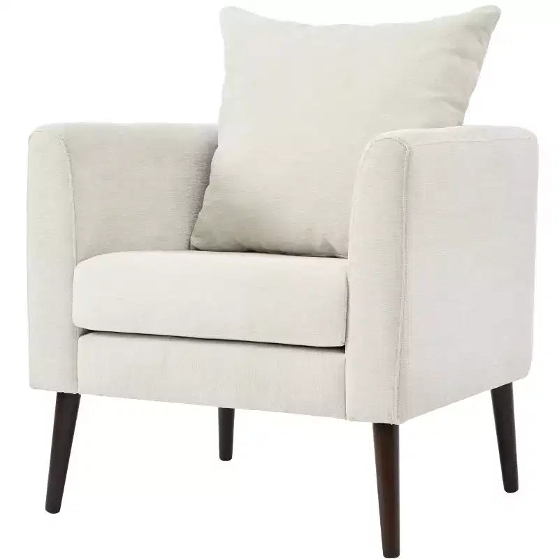 Accent Chairs for Bedroom, Modern Upholstered Armchair, Mid Century Fabric Lounge Chair, Comfortable Reading Chair with Wood Legs