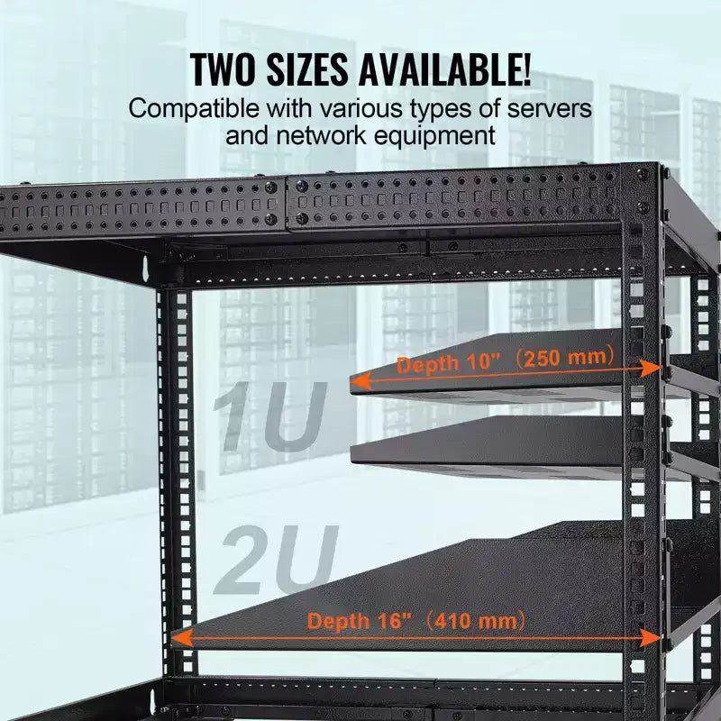 2PCS 1U Server Rack Shelf, 10/254 mm Depth, 50 lbs Max Load Capacity Vented Cantilever or Wall Mount Rack Mount Shelf with Tray