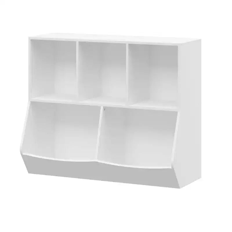 4-Cube Kids Bookshelf - Toy Storage Organizer for Playroom, Nursery & Kindergarten - White-Gray