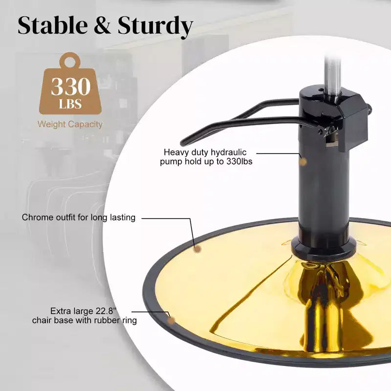 Black Gold Heavy Duty Hydraulic Swivel Hair Stylist Salon Chair with Button Tufting