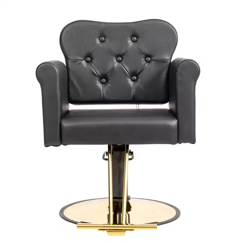 Black Gold Heavy Duty Hydraulic Swivel Hair Stylist Salon Chair with Button Tufting
