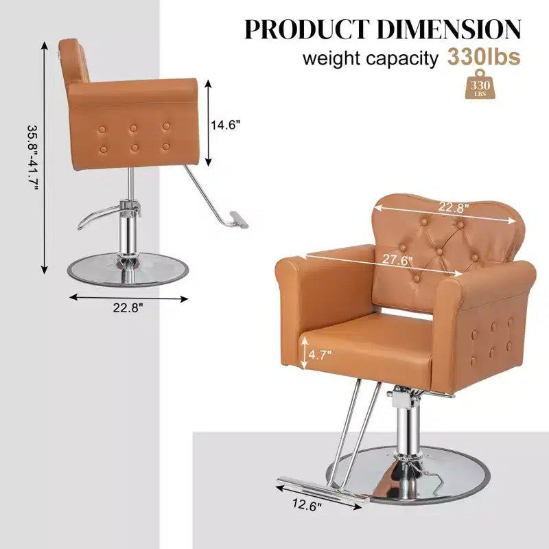 Black Gold Heavy Duty Hydraulic Swivel Hair Stylist Salon Chair with Button Tufting