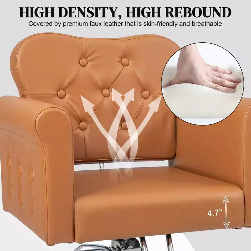 Black Gold Heavy Duty Hydraulic Swivel Hair Stylist Salon Chair with Button Tufting