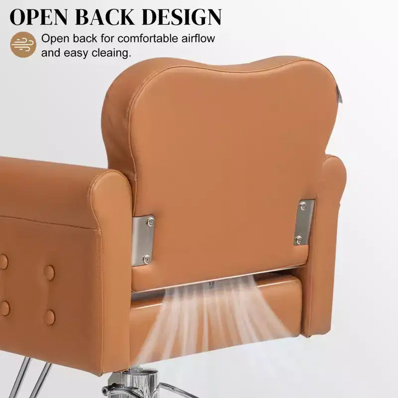 Black Gold Heavy Duty Hydraulic Swivel Hair Stylist Salon Chair with Button Tufting