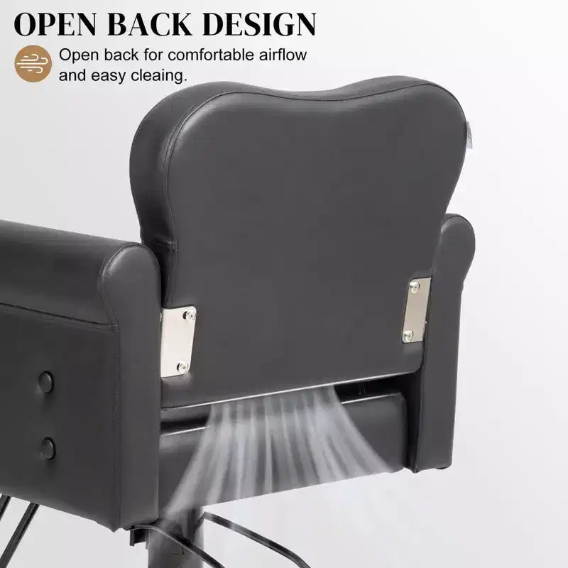 Black Gold Heavy Duty Hydraulic Swivel Hair Stylist Salon Chair with Button Tufting
