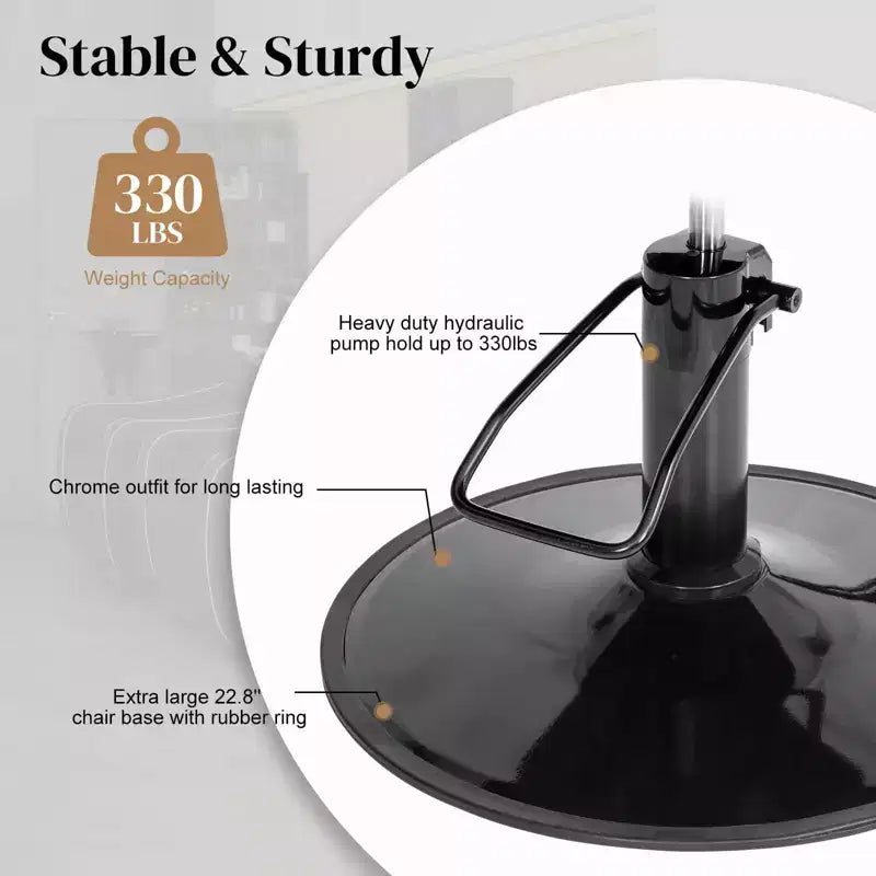 Black Gold Heavy Duty Hydraulic Swivel Hair Stylist Salon Chair with Button Tufting