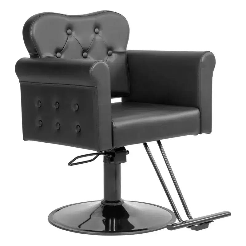 Black Gold Heavy Duty Hydraulic Swivel Hair Stylist Salon Chair with Button Tufting