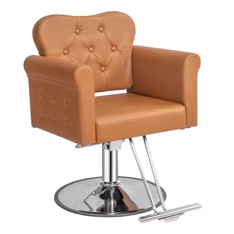Black Gold Heavy Duty Hydraulic Swivel Hair Stylist Salon Chair with Button Tufting