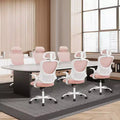 Office Chair Ergonomic with Adjustable Headrest Pink Fabric 250 lb capacity