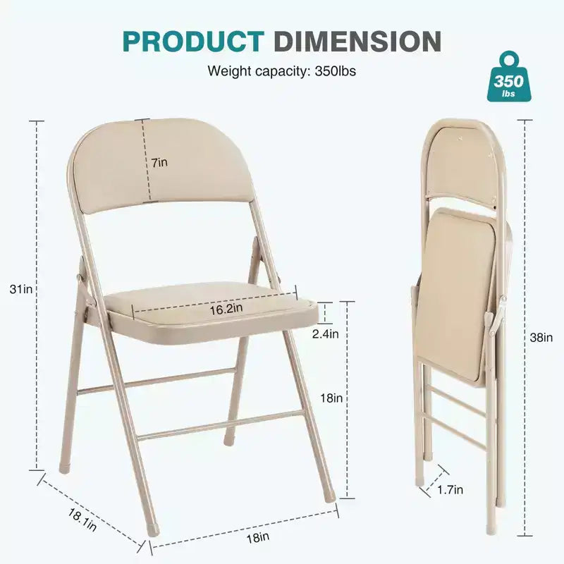 Leather Folding Chair 2 Pcs for Home Office Party - Portable & Comfortable
