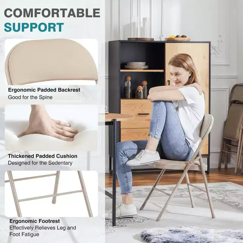 Leather Folding Chair 2 Pcs for Home Office Party - Portable & Comfortable