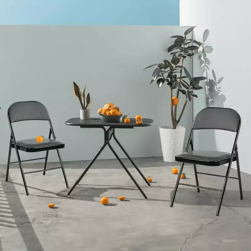 Leather Folding Chair 2 Pcs for Home Office Party - Portable & Comfortable