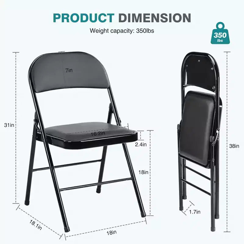 Leather Folding Chair 2 Pcs for Home Office Party - Portable & Comfortable
