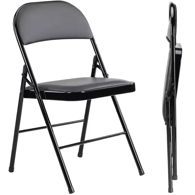 Leather Folding Chair 2 Pcs for Home Office Party - Portable & Comfortable