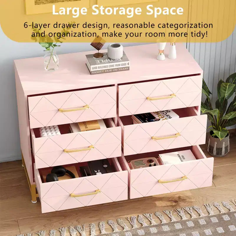 6 Drawers Storage Dresser for Bedroom, Living Room, Hallway