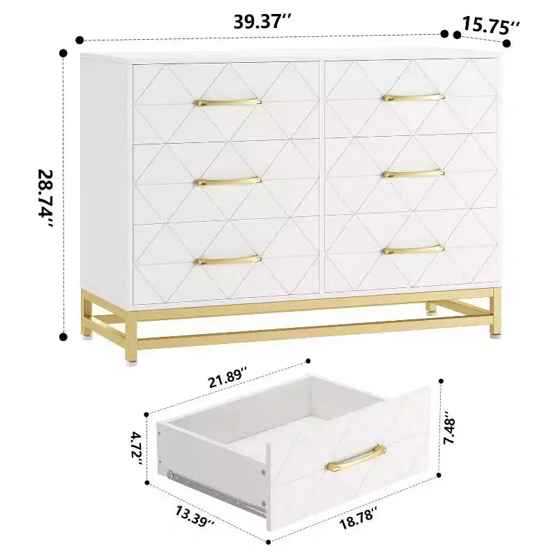 6 Drawers Storage Dresser for Bedroom, Living Room, Hallway