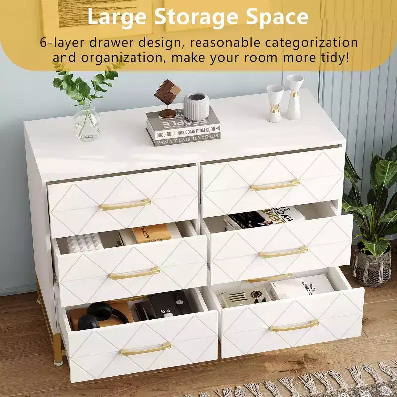 6 Drawers Storage Dresser for Bedroom, Living Room, Hallway