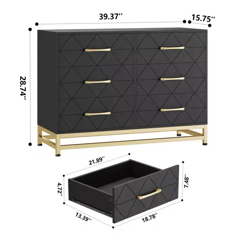 6 Drawers Storage Dresser for Bedroom, Living Room, Hallway