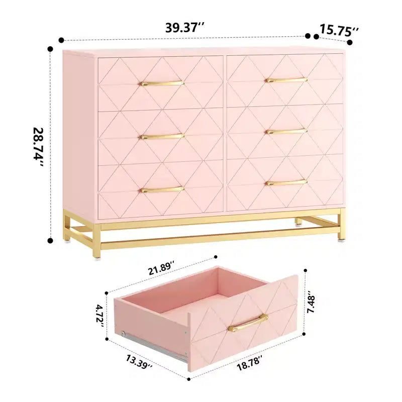 6 Drawers Storage Dresser for Bedroom, Living Room, Hallway