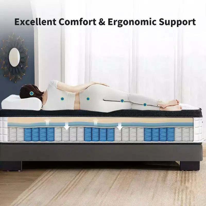 Modern 12 Breathable Cool Cover and Memory Foam Hybrid Mattress