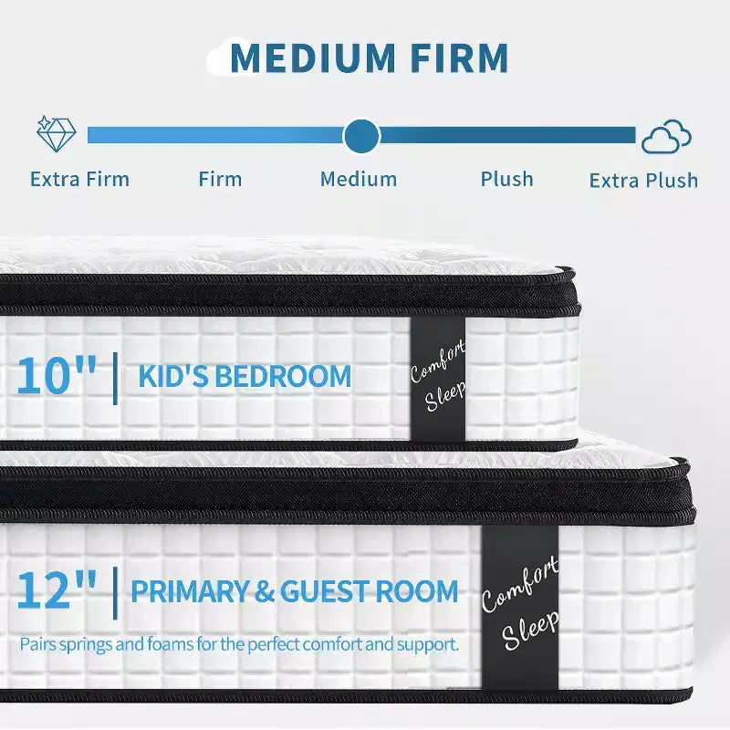 Modern 12 Breathable Cool Cover and Memory Foam Hybrid Mattress