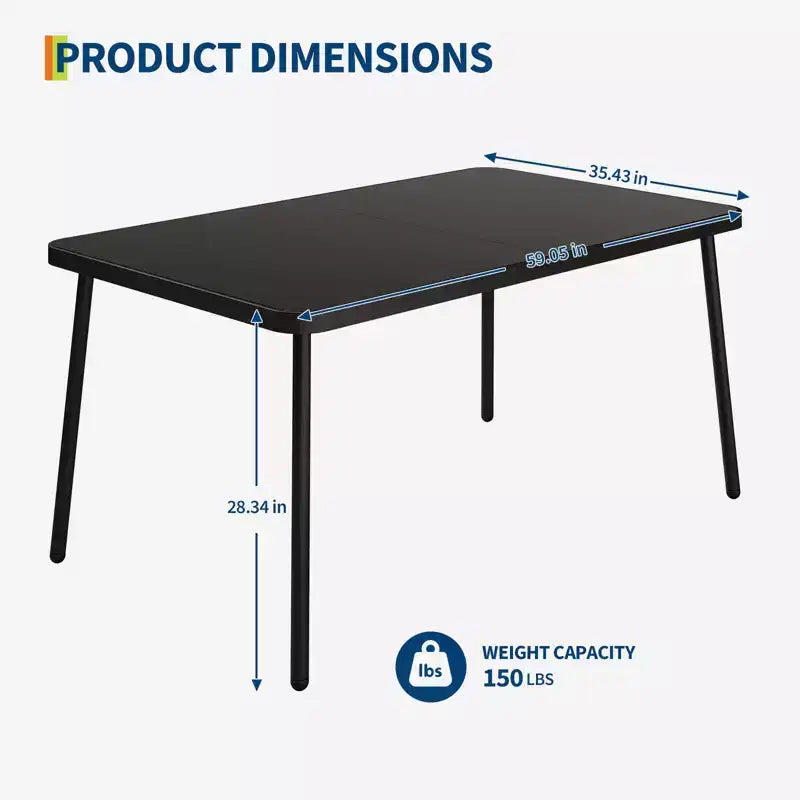 Iron Dining Table - Built-In Tempered Glass Tabletop, Cut-Off Design, Durable Metal Frame, Modern Glass Top Dining Table