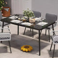 Iron Dining Table - Built-In Tempered Glass Tabletop, Cut-Off Design, Durable Metal Frame, Modern Glass Top Dining Table