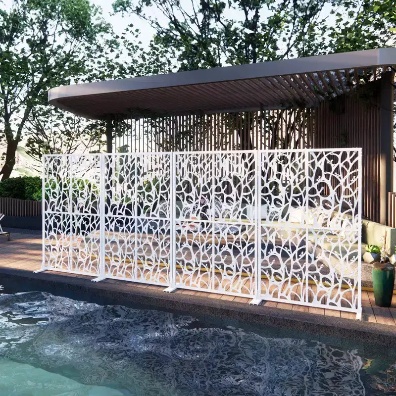 3.86Ft Black Bird Iron Privacy Screen, Freestanding Indoor Outdoor Divider