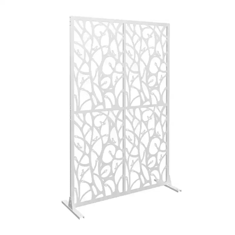 3.86Ft Black Bird Iron Privacy Screen, Freestanding Indoor Outdoor Divider