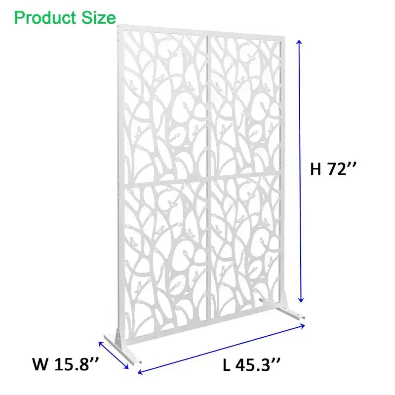 3.86Ft Black Bird Iron Privacy Screen, Freestanding Indoor Outdoor Divider