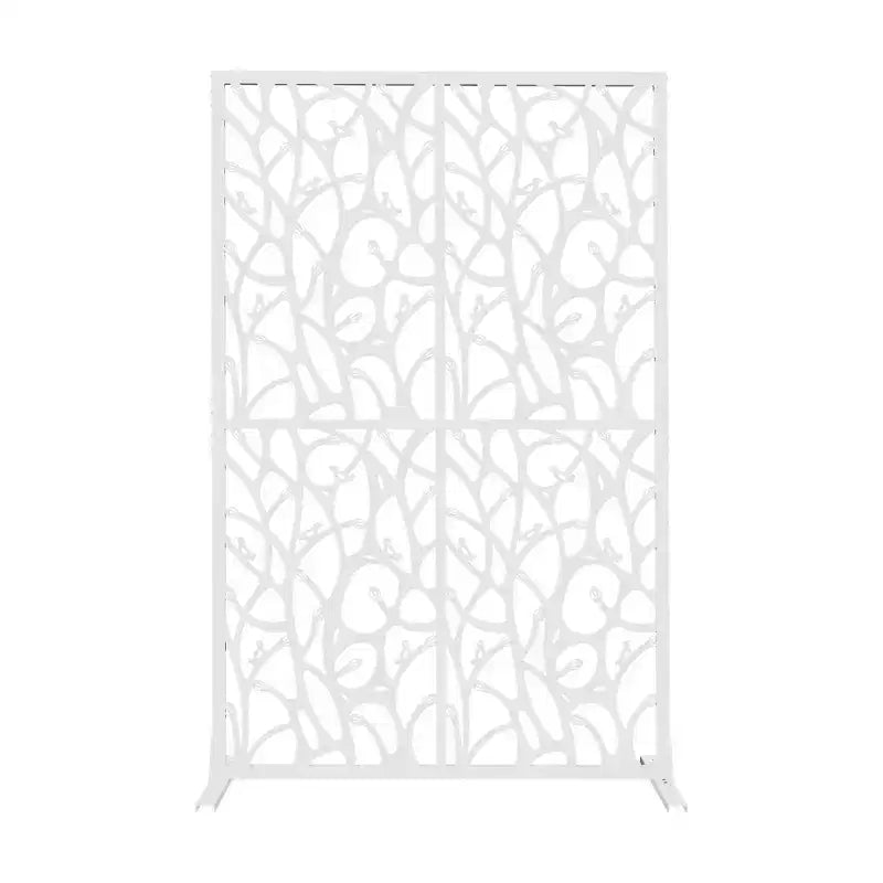 3.86Ft Black Bird Iron Privacy Screen, Freestanding Indoor Outdoor Divider